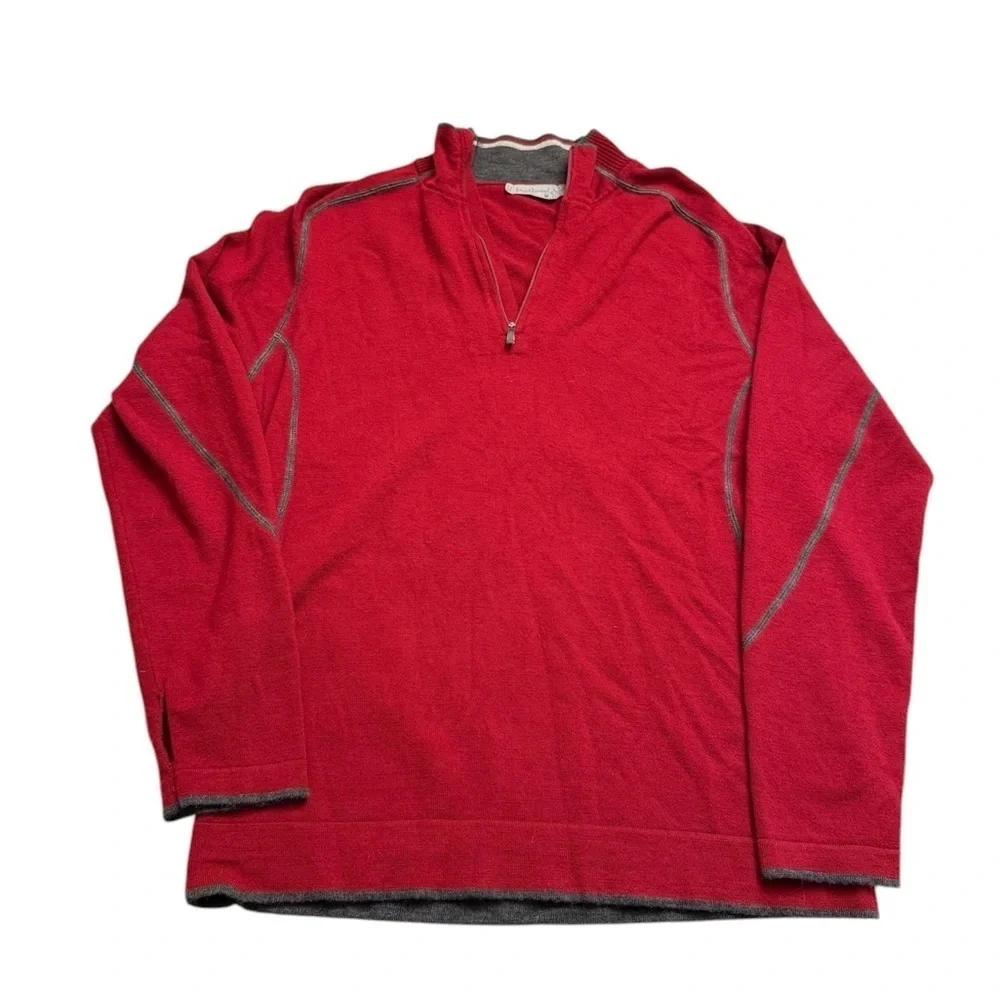 SMARTWOOL MERINO WOOL QUARTER ZIP FRONT BURGUNDY & GREY SWEATER PULL OVER MEDIUM